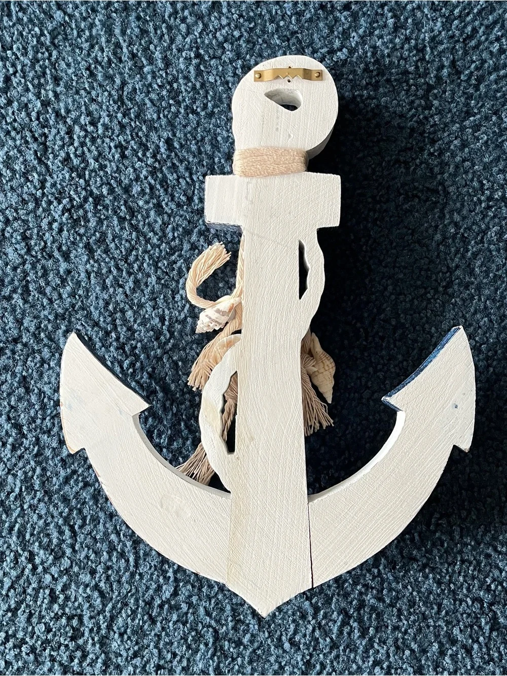 Nautical Anchor Wall Hook - White and Navy Home Decor